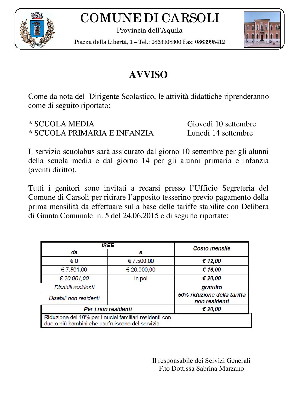 Avviso Scuolabus