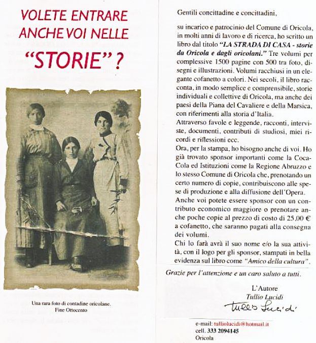 ORICOLA:"VOLETE ANCHE VOI ENTRARE NELLE STORIE?"