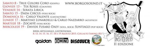 II EDIZIONE DEL FESTIVAL "BORGOSOUND" A COLLALTO SABINO