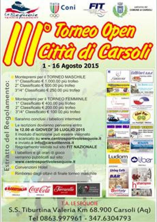 CARSOLI,TERZO TORNEO CITTA' OPEN