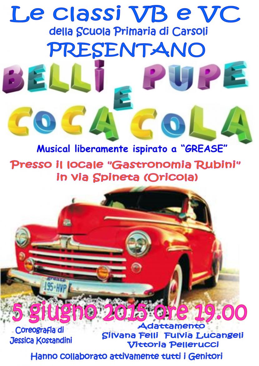 "BELLI E PUPE E COCA COLA", IL MUSICAL DELLE CLASSI 5°B E 5°C DELLA SCUOLA PRIMARIA DI CARSOLI(FOTO2)