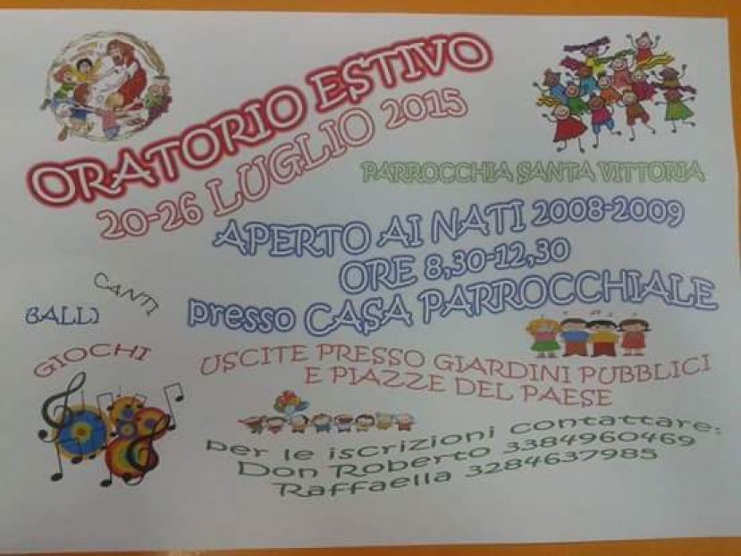 CARSOLI,ORATORIO ESTIVO CON I BAMBINI PER LA FESTA DI SANT'ANNA IN RICORDO DELLE NOSTRE "AMATE SUORE"