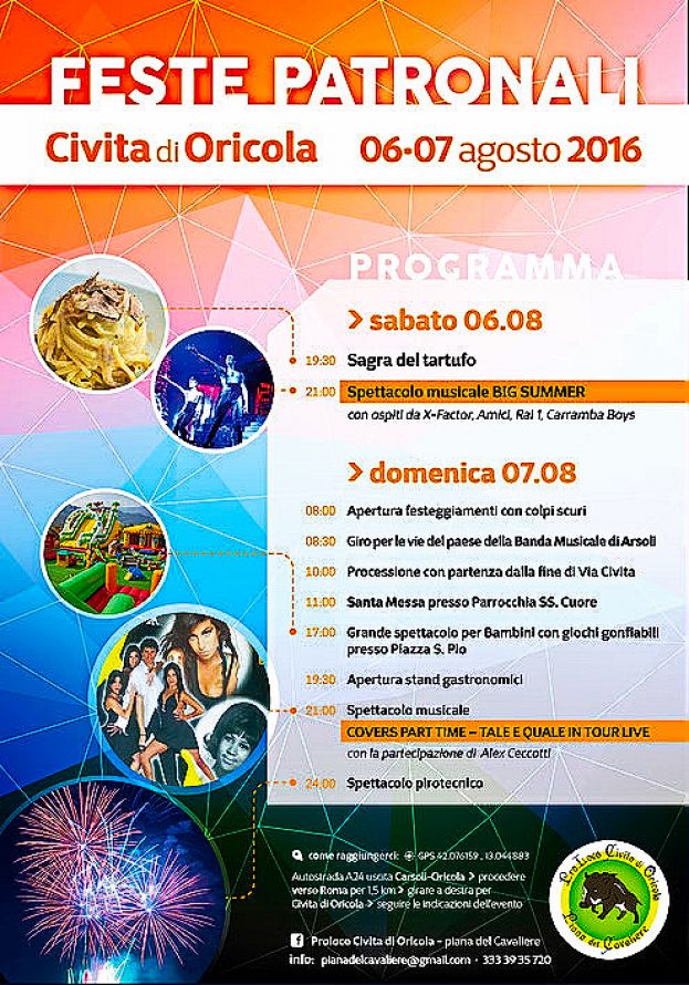 CIVITA DI ORICOLA, FESTE PATRONALI IN ONORE DEL SS. CUORE IL PROSSIMO FINE SETTIMANA
