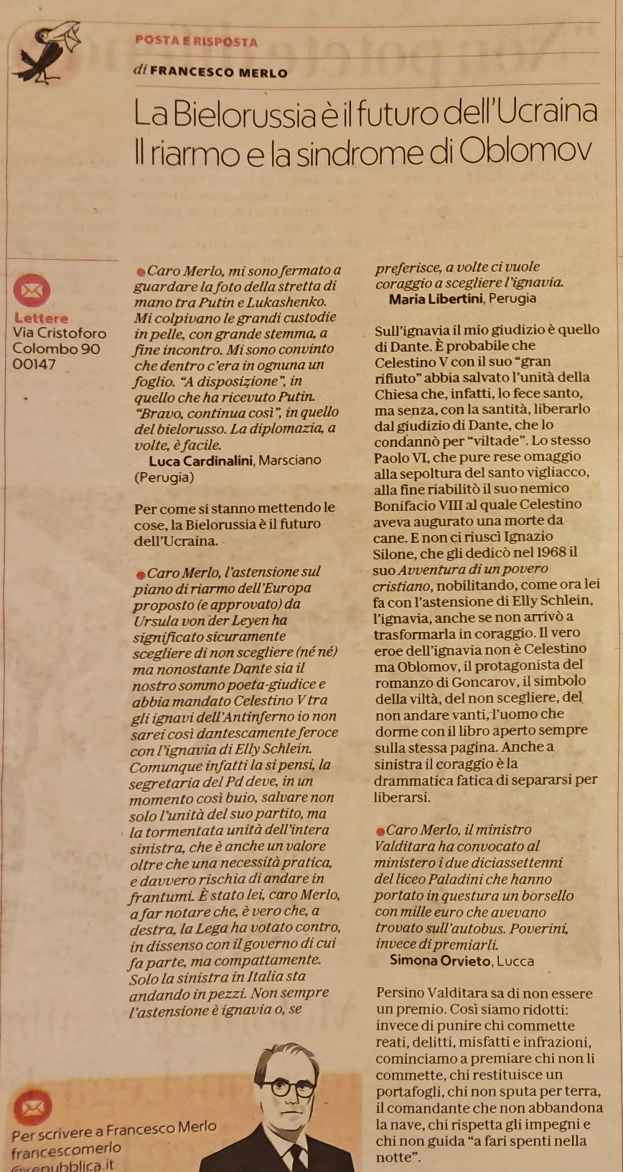 Repubblica - lettere F.Merlo