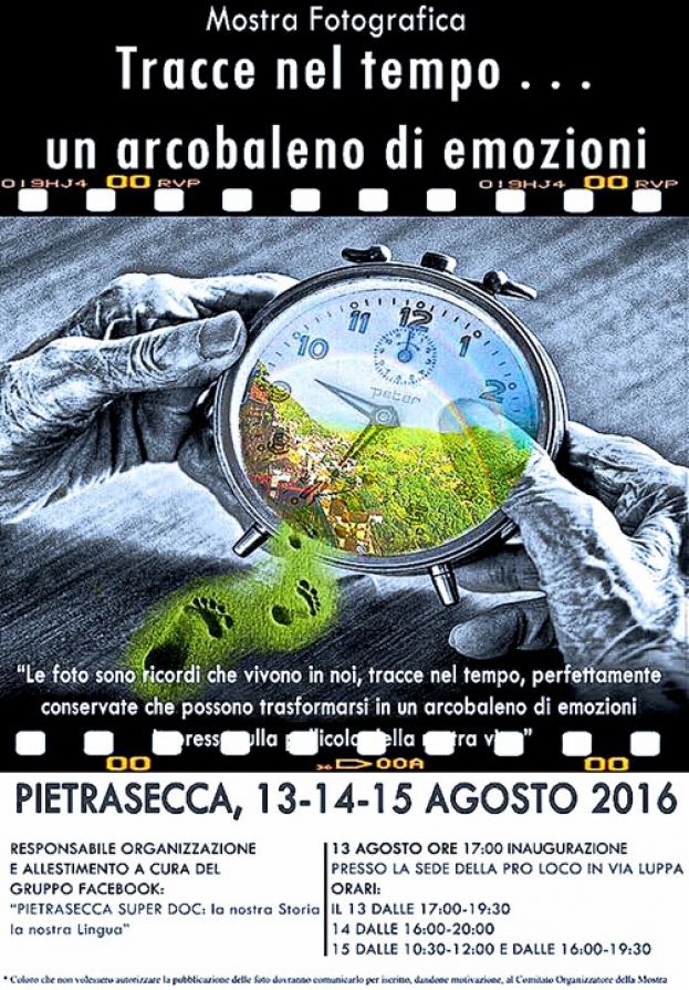 PIETRASECCA, INTERESSANTE MOSTRA FOTOGRAFICA SU "TRACCE NEL TEMPO, UN ARCOBALENO DI EMOZIONI"