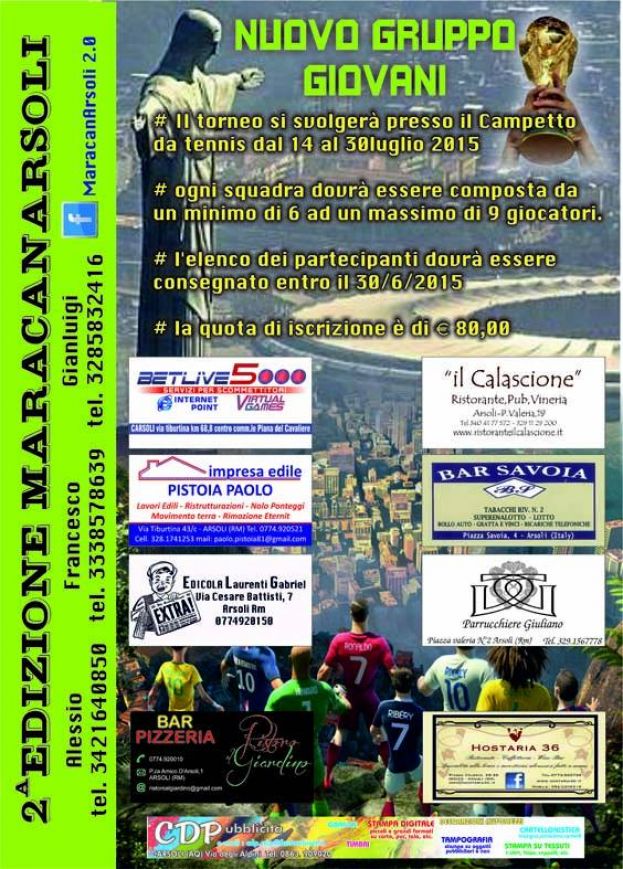 2° EDIZIONE DEL TORNEO DI CALCETTO "MARACANARSOLI 2.0"