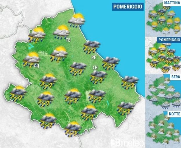 ALLERTA METEO TEMPORALI:IN ABRUZZO CRITICITA' GIALLA