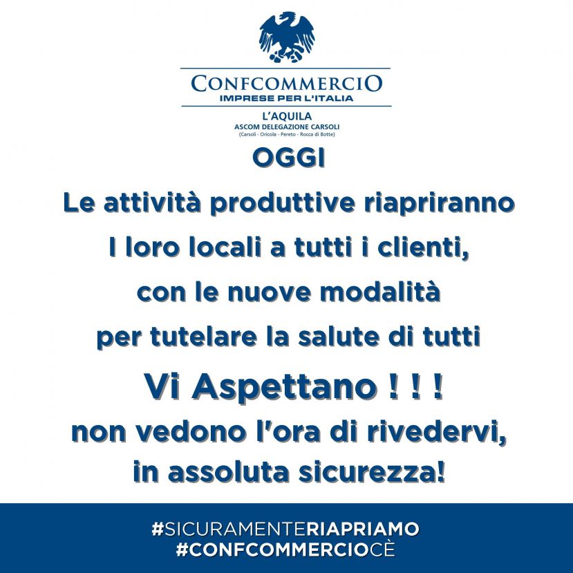 Carsoli, Riapertura Attività
