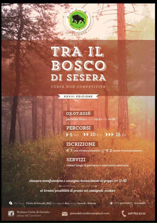 CIVITA DI ORICOLA, TRA IL BOSCO DI SESERA: DOMANI LA 28° EDIZIONE DELLA CORSA NON COMPETITIVA PER GLI AMANTI DELLA NATURA